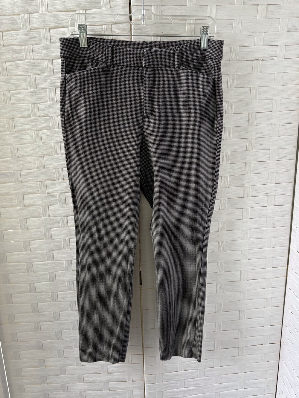 Old Navy Size 10‎ High Rise Pixie Skinny Black Gray Houndstooth Pockets Office